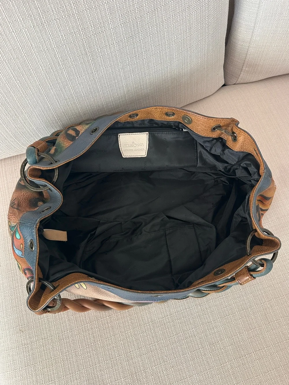 Anuschka Bags | Hand-Painted Peacock Braided-Handle Women's Shoulder Bag